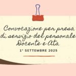 Convocazione per presa di servizio del personale Docente e ATA