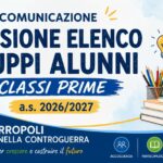 Comunicazione affissione elenco gruppi alunni classi prime – a.s. 2026/2027